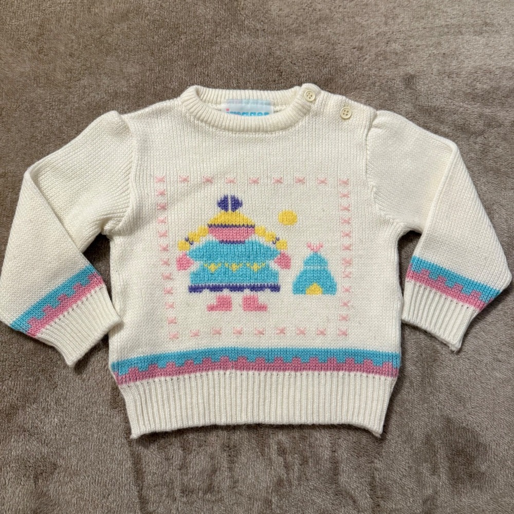 Vintage Images Kids Cream Knit Intarsia Girl Tent Sweater 24 Months Philippines